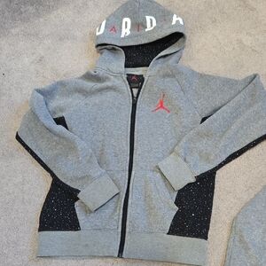 Boys Jordan Gray and Black Hoodie with Red Logo
